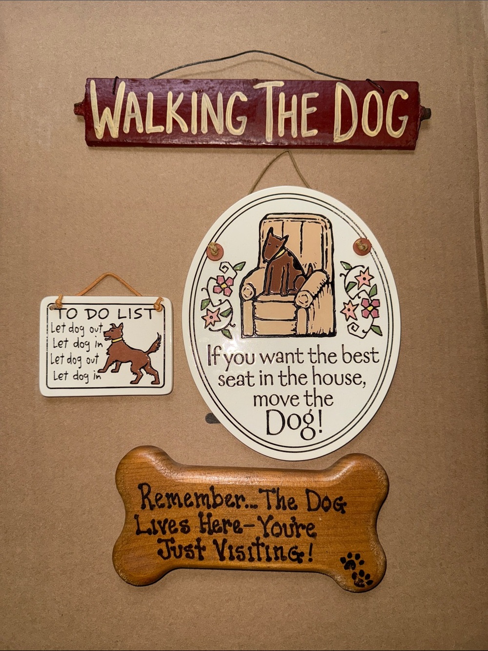 Vintage Dog Wall Sign lot.Decorative Pet Plaques